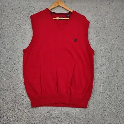 Chaps Vest Mens Large Red V-Neck Pullover Knit Casual Layering Preppy Christmas • $13.99