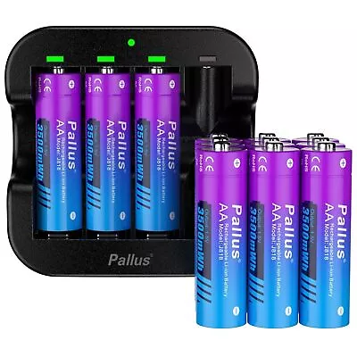 Pallus AA Batteries 1.5V Rechargeable Lithium AA Batteries 3500mWh Blink Battery • $24.97