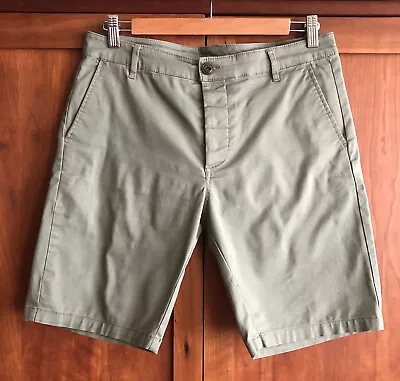 ASOS Mens/Teens Cotton Shorts Size 30 Khaki Green Slip-In Pockets Button Fly VGC • £9.99