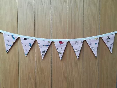 £6.50 • Buy Handmade Mini Fabric Bunting Bees Butterflies 1.3m Double Sided Pink