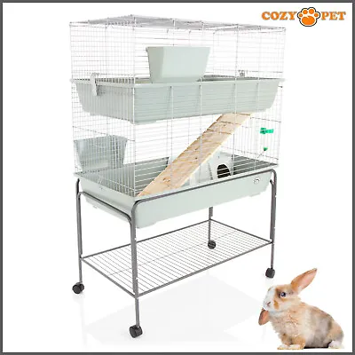 Rabbit / Guinea Pig 2-Tier Cage By Cozy Pet 100cm Inc Stand Rat Chinchilla Hutch • £119.99