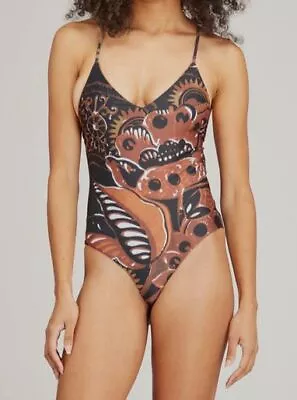 $265 Mara Hoffman Women's Brown Calaia Emma One Piece Swimsuit Size XL • $85.18
