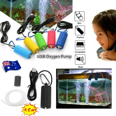 $12.15 • Buy USB Mini Aerator Aquarium Oxygen Air Pump Fish Tank Silent Energy Saving Kits AU
