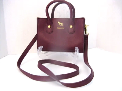 $33 • Buy EMMA FOX Convertible Small Satchel Crossbody Bag Leather Burgundy Red EUC