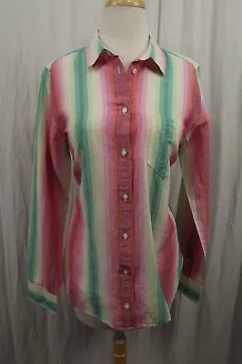 NEW J. Crew Womens Classic-Fit Boy Shirt In Rainbow Stripe Size 10 Linen Top • $23.50