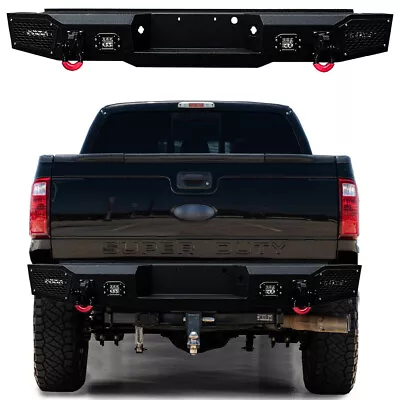 For 2011-2016 3rd Gen F250 F350 Textured Black Rear Bumper With 2x20W Light • $639.99