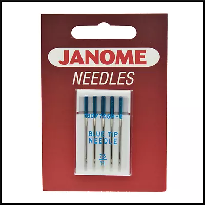 JANOME Sewing Machine BLUE TIP NEEDLES-SIZE 11/75 (PACK OF 5) -990311000-Genuine • £4.95