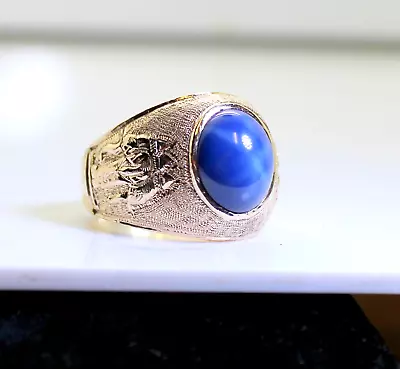 Gorgeous & Heavy Men's 18K Gold 5 Ct Star Sapphire Elephant Ring 13.8 Grams • $3500