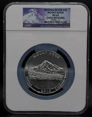 2010 5 Oz Silver America The Beautiful Mount Hood Early Releases NGC MS 69 • $350