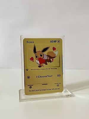 Pokémon Eevee I Choose You METAL GOLD CARD Collectible/Gift/Display • $14.50