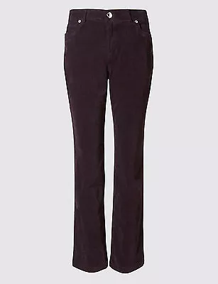 £16.99 • Buy Ex M&S Ladies Per Una Velvet Trousers Straight Leg Cotton Mark Spencer Size 8-22
