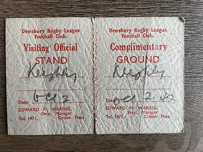 War Time Ticket October 1943 Dewsbury Rugby League Football Club V Keighley RLFC • £49