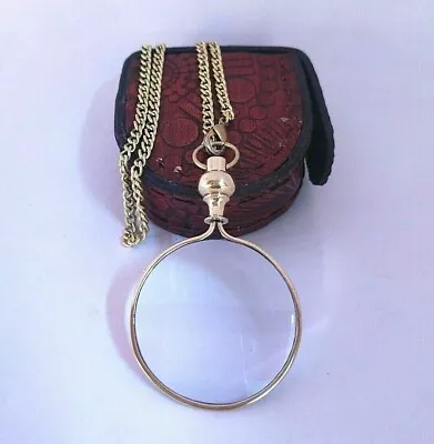 Vintage MONOCLE PENDANT/Necklace Magnifying Glass With 36  Chain Round Magnifier • $19.99