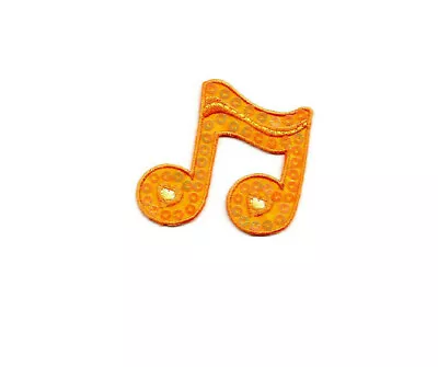 Music - Musical Note - Double Note - Orange - Embroidered Iron On Patch • $3.49