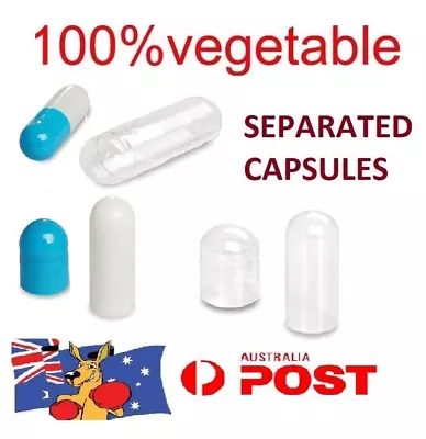 Separated Size 1 4 0 00 000 Empty Vegetable Capsules Medicine Pill Vitamins • $3.70