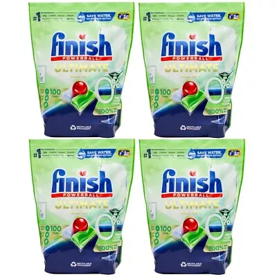 4 X Finish Powerball Dishwasher Tablets Ultimate All In 1 Fragrance Free Pk100 ( • $165