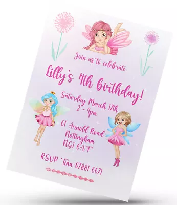 10 X Fairies Girls Birthday Party Invitations Personalised Fairy Garden Invites • £4.46