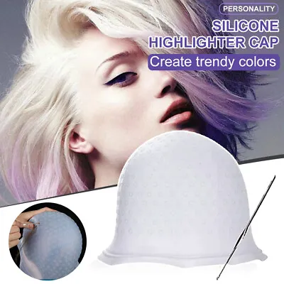 £4.25 • Buy Silicone Dye Hat Reusable Cap For Hair Color Highlighting Hairdressing Needle