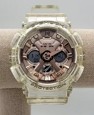 G-Shock GMAS120SR-7A Women's Analog-Digital Clear Resin Watch Pink Gold Dial • $49