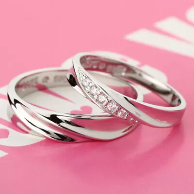 Silver Plated Fashion Romantic Wedding Couple Ring Engagement Rings Set • $19.14