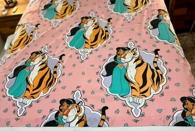 Disney Aladdin Princess Jasmine And Rajah Twin Flat Sheet Vintage Preowned Pink • $30