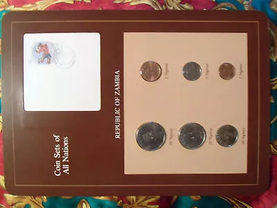 Coin Sets Of All Nations Zambia W/card 1968-1983 UNC 20 Ngwee 1968 50 Ngwee 1972 • $9.62