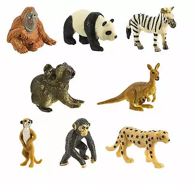 Set Of 8 Miniature Animals/ Orangutanchimpkangaroopandazebrakoalakangaroo • $6.99