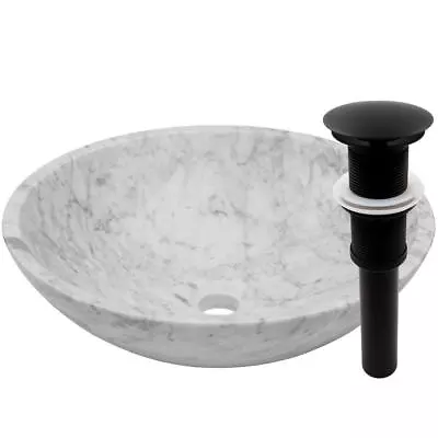 Miseno MNO-WC Circular 17  Carrera Marble Vessel Bathroom Sink - Flat Black • $506.67