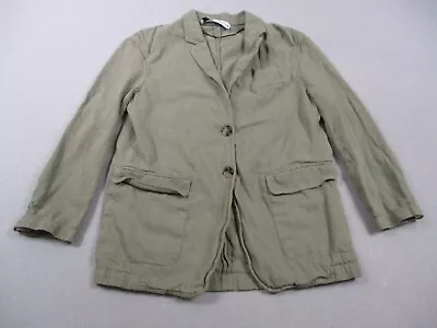 Zara Blazer Womens Small Green Cotton 2 Button Safari Military Unstructured • $24.99