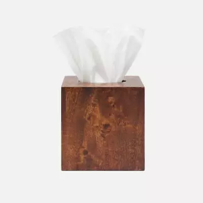 Pigeon & Poodle Bern Dark Honey Tissue Box 5.5 L X 5.5 W X 6 H Mappa Burl - NEW! • $86