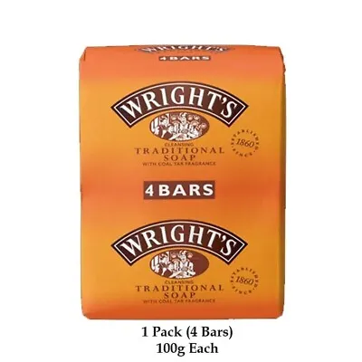 4 X Wrights Coal Tar Soap 100g Bar Traditional Antiseptic All Skin Types • £6.49