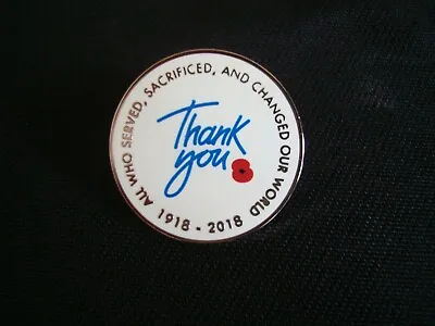 Ex - Service Veterans 1918 -2018  THANKYOU  Enamel Lapel Badge - New In Packet! • £1.50