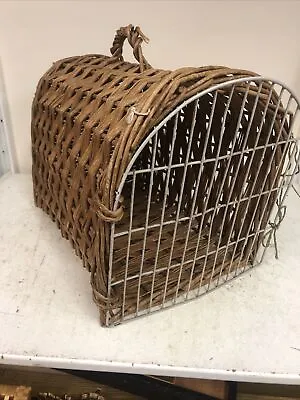 £19.99 • Buy Vintage Wicker Basket Pet Animal Carrier- Cat/ Small Dog- Natural Woven Wicker