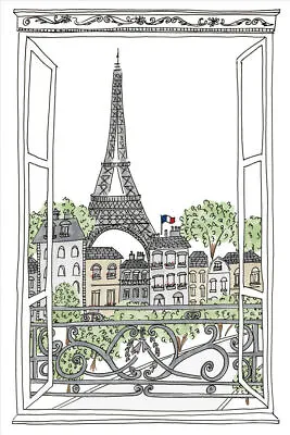 365802 Paris Open Window Skyline Eiffel Tower France Decor Print Poster • $19.95