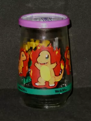 Welch's Jelly Jar Glass W/Lid ~ Pokemon #04 Charmander Cup ~ Purple Lid • $30