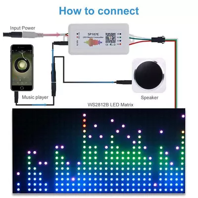 SP107E Bluetooth LED Music Controller For WS2811 WS2812B WS2801 SK6812 LED Strip • $23.99