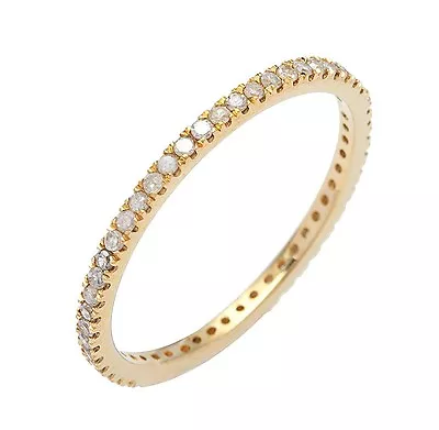 Yellow Gold 1/3 Carat Pave Eternity Diamond Wedding Band (G-H I1-I2) • $219.99