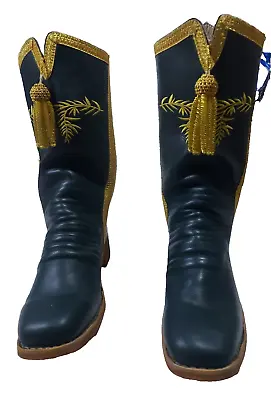 WW2 Civil War Hessian Gold Lace Embroidery Boot Handcrafted Military Riding Boot • $125