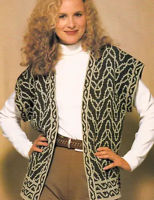 Machine Knitting Pattern Celtic Knot Waistcoat Gilet Jerkin Vintage Boho Ladies  • £3.99