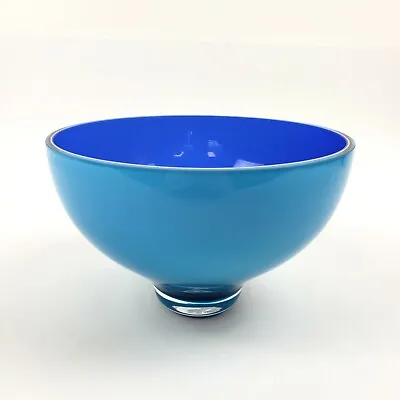 REED & BARTON MILLER ROGASKA Capri Azure/Cobalt 8  Art Glass Crystal Bowl POLAND • $99