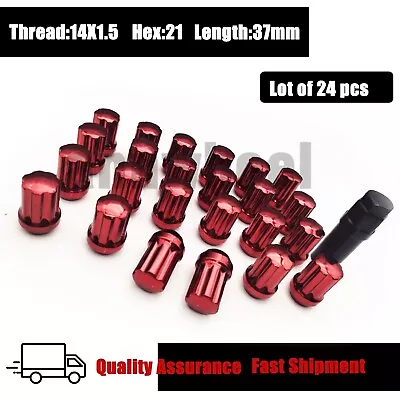 24PC RED M14x1.5 Spline Tuner Wheer Lug Nuts And Key Fits Ford F150 & Lincoln • $26.29
