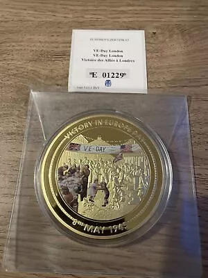 Windsor Mint  VE-Day In London 70th Anniversary  Coin 70mm Plus COA 2015. • £3