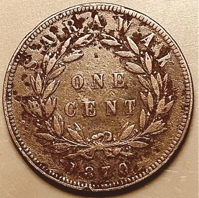 1870 British 🇬🇧 Malaysia • Sarawak • One Cent • VF/VF+ 🔥Bargain Bin🔥 • $11.95