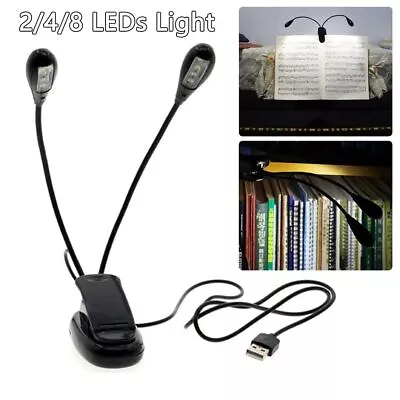 Clip Lamp Music Score Light Reading Lights Music Stand Light 2/4/8 LEDs Light • $11.76