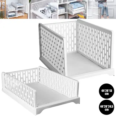 Wardrobe Drawer Units Stackable Clothes Closet Storage Basket Open Front Boxes • £8.99