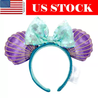 Blue Mermaid Bow Headband Disney- Minnie Mouse Ears Princess Girls HairBand • $18.02