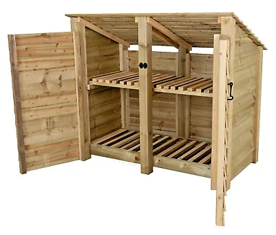Wooden Log Store 4ft Firewood Storage Width 1460mm X Height 1260mm X Depth 880m • £259.99