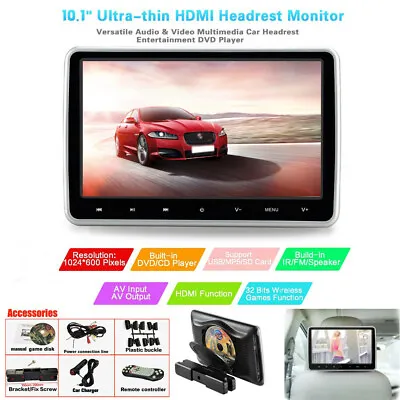 $138.56 • Buy 10.1  1080P Headrest DVD Player Car Multimedia Back Seat Monitor Kit W/Game Disc
