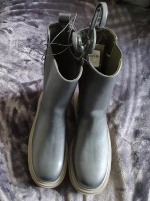 £7.99 • Buy Ladies Black Chunky Ankle Boot Faux Leather Platform Chelsea Boots UK 8 New