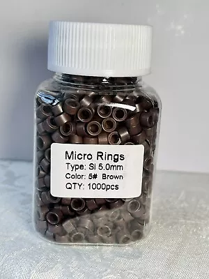 1000 Pz  Micro Rings Beads Hair Extensions #5 Brown Superior Quality Silicon US • $9.90